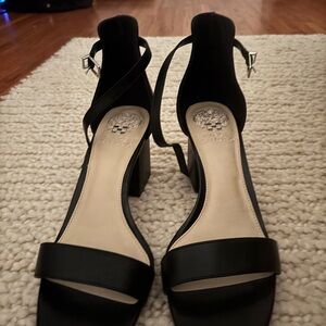 Vince Camuto Black Leather Heels with Ankle Strap